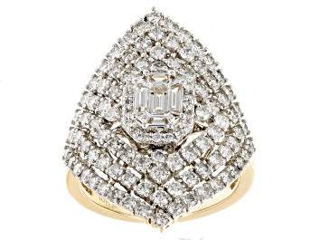 Picture of White Diamond 10k Yellow Gold Cocktail Ring 2.00ctw