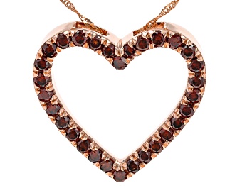 Picture of Red Diamond 10k Rose Gold Heart Slide Pendant With 18" Singapore Chain 1.00ctw
