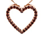 Red Diamond 10k Rose Gold Heart Slide Pendant With 18" Singapore Chain 1.00ctw