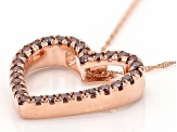 Red Diamond 10k Rose Gold Heart Slide Pendant With 18" Singapore Chain 1.00ctw