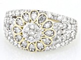 White Diamond 10k Yellow Gold Floral Ring 1.50ctw