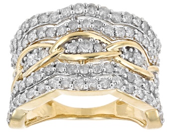 Picture of White Diamond 10k Yellow Gold Wide Band Ring 1.85ctw