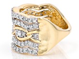 White Diamond 10k Yellow Gold Wide Band Ring 1.85ctw