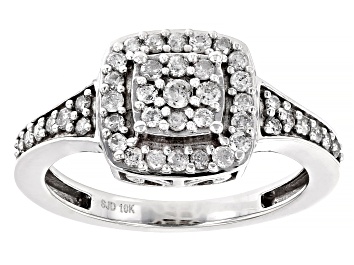 Picture of White Diamond 10k White Gold Halo Ring 0.50ctw