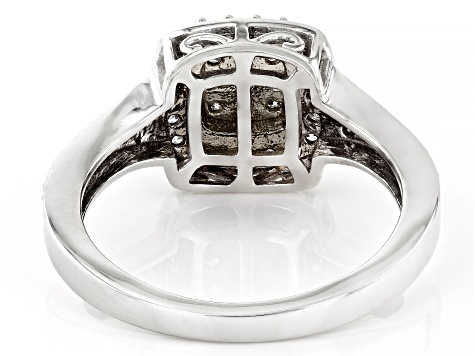 White Diamond 10k White Gold Halo Ring 0.50ctw