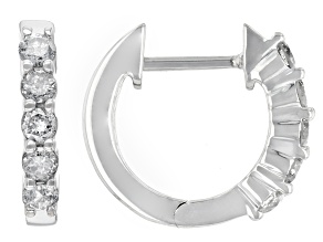 White Diamond 10k White Gold Huggie Hoop Earrings 0.50ctw