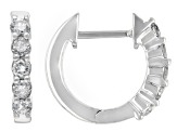 White Diamond 10k White Gold Huggie Hoop Earrings 0.50ctw