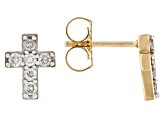 White Diamond 10k Yellow Gold Cross Earrings 0.35ctw