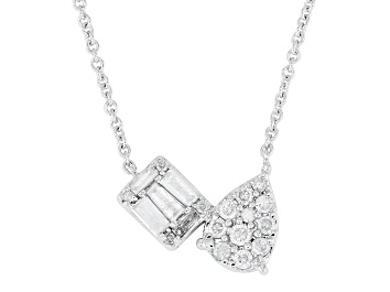 Picture of White Diamond 10k White Gold Cluster Necklace 0.35ctw
