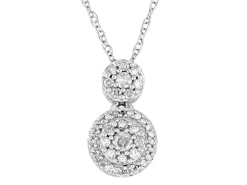 Picture of White Diamond 10k White Gold Halo Slide Pendant With 18" Rope Chain 0.30ctw
