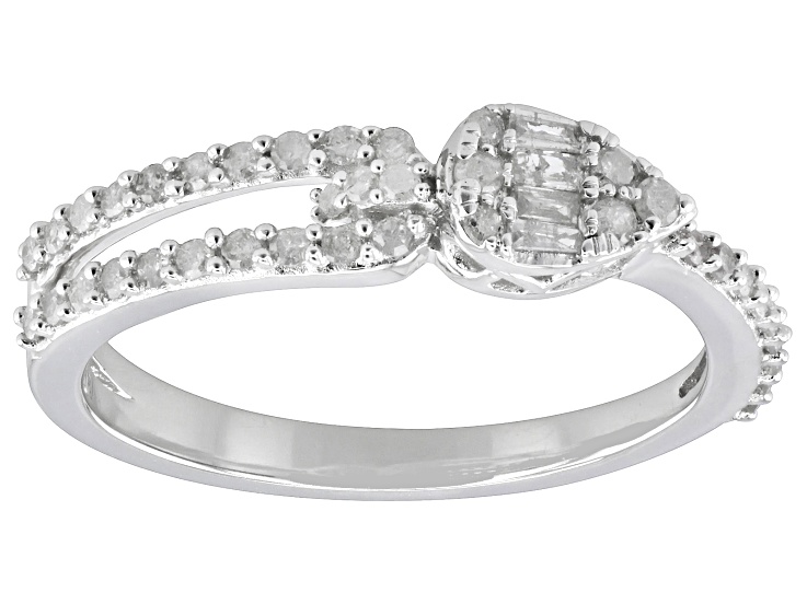 White Diamond 10k White Gold Band Ring 0.33ctw