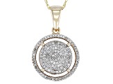 White Diamond 10k Yellow Gold Cluster Pendant With 18" Rope Chain 0.45ctw