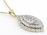 White Diamond 10k Yellow Gold Cluster Pendant With 18" Rope Chain 1.00ctw