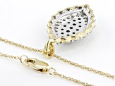 White Diamond 10k Yellow Gold Cluster Pendant With 18" Rope Chain 1.00ctw