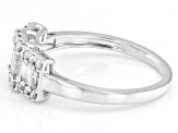 Baguette And Round White Diamond 10k White Gold Ring 0.55ctw