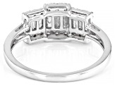 Baguette And Round White Diamond 10k White Gold Ring 0.55ctw