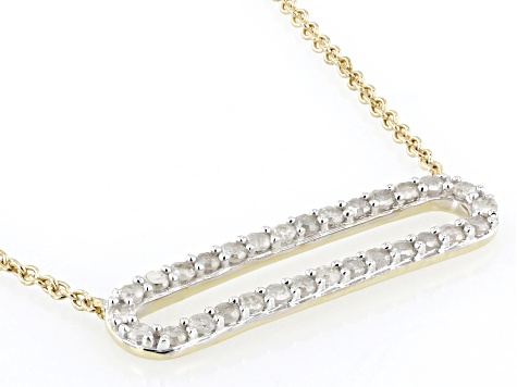 White Diamond 10k Yellow Gold Bar Necklace 0.33ctw