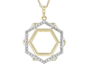 White Diamond 10k Yellow Gold Pendant With 18" Rope Chain 0.25ctw