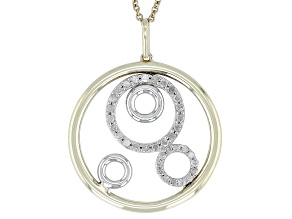 White Diamond 10k Two-Tone Gold Circle Pendant With 18" Cable Chain 0.25ctw