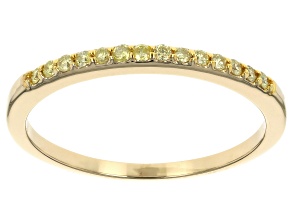 Natural Yellow Diamond 10k Yellow Gold Band Ring 0.14ctw