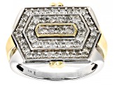 White Diamond 10k Two-Tone Gold Mens Band Ring 1.00ctw
