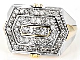 White Diamond 10k Two-Tone Gold Mens Band Ring 1.00ctw