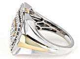 White Diamond 10k Two-Tone Gold Mens Band Ring 1.00ctw