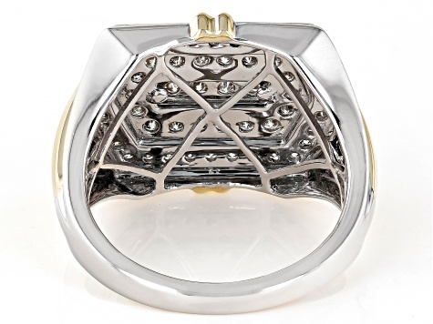 White Diamond 10k Two-Tone Gold Mens Band Ring 1.00ctw