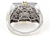 White Diamond 10k Two-Tone Gold Mens Band Ring 1.00ctw