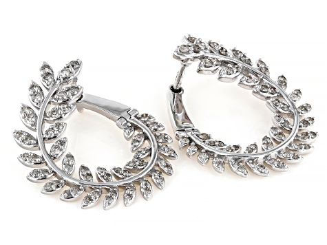 【あめ 】 Diamond Heart Frame Hoop Earrings 1/10 ct tw Sterling Silver