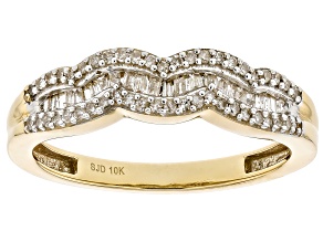 White Diamond 10k Yellow Gold Band Ring 0.30ctw