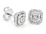 White Diamond 10k White Gold Cluster Stud Earrings 0.25ctw