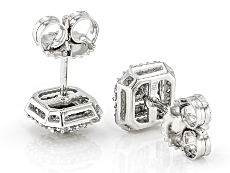 White Diamond 10k White Gold Cluster Stud Earrings 0.25ctw