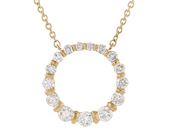 Picture of White Diamond I I1-I2 18k Yellow Gold Circle Necklace 0.50ctw