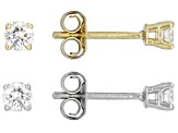 White Lab-Grown Diamond F VS 10k White and Yellow Gold Solitaire Stud Earring Set of 2 Pairs 0.50ctw