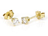 White Lab-Grown Diamond F VS 10k White and Yellow Gold Solitaire Stud Earring Set of 2 Pairs 0.50ctw