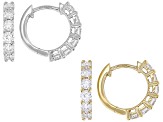 White Lab-Grown Diamond H SI1 Rhodium & 14k Yellow Gold Over Silver Earrings Set Of 2 Pairs 2.00ctw