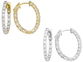 Lab-Grown Diamond GH VS Rhodium & 14k Yellow Gold Over Silver Set of 2 Pairs of Earrings 5.00ctw