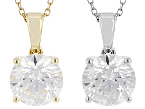 Certified Lab-Grown Diamond H SI2 10K White & Yellow Gold Set of 2 Solitaire Pendants 4.00ctw