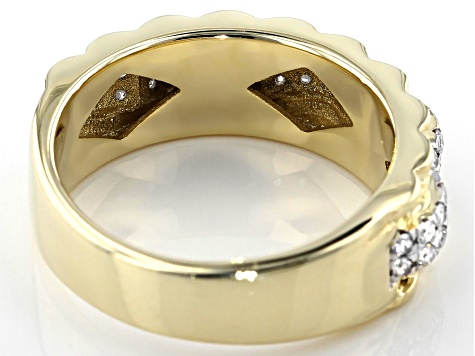 White Diamond 10K Yellow Gold Mens Ring 0.75ctw