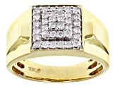 White Diamond 10k Yellow Gold Mens Cluster Ring 0.50ctw