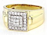 White Diamond 10k Yellow Gold Mens Cluster Ring 0.50ctw