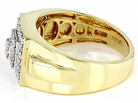 White Diamond 10k Yellow Gold Mens Cluster Ring 0.50ctw