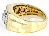 White Diamond 10k Yellow Gold Mens Cluster Ring 0.50ctw