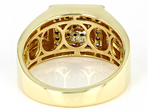 White Diamond 10k Yellow Gold Mens Cluster Ring 0.50ctw