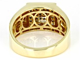 White Diamond 10k Yellow Gold Mens Cluster Ring 0.50ctw