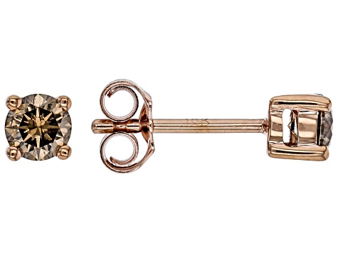 Champagne Diamond 10K Rose Gold Earrings 0.50ctw