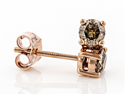 Champagne Diamond 10K Rose Gold Earrings 0.50ctw