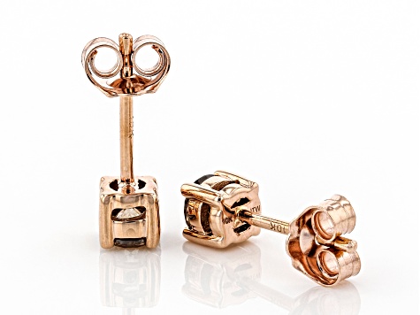 Champagne Diamond 10K Rose Gold Earrings 0.50ctw