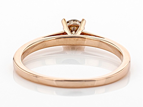 Champagne Diamond 10K Rose Gold Solitaire Ring 0.25ctw